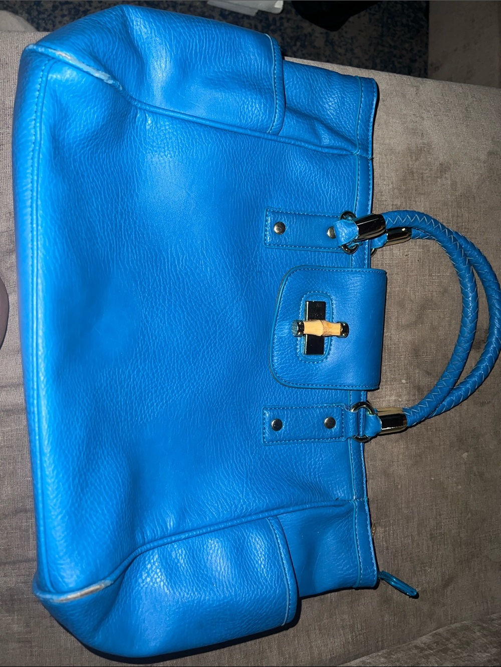 Olivia + Joy Vibrant Blue Braided-Handle Tote